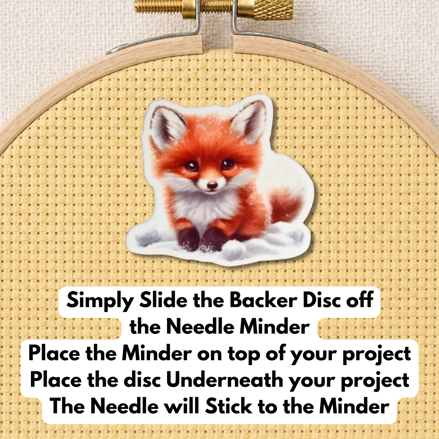 Woodland animal magnetic needle minder for needlepoint and embroidery projects
