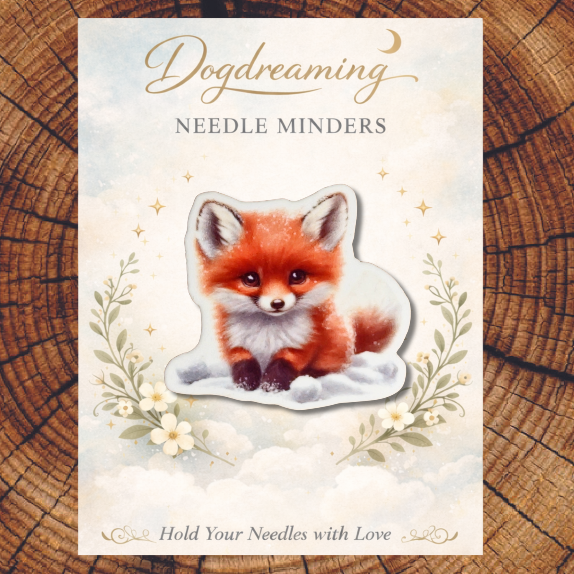 Acrylic fox magnetic needle minder for stitchers