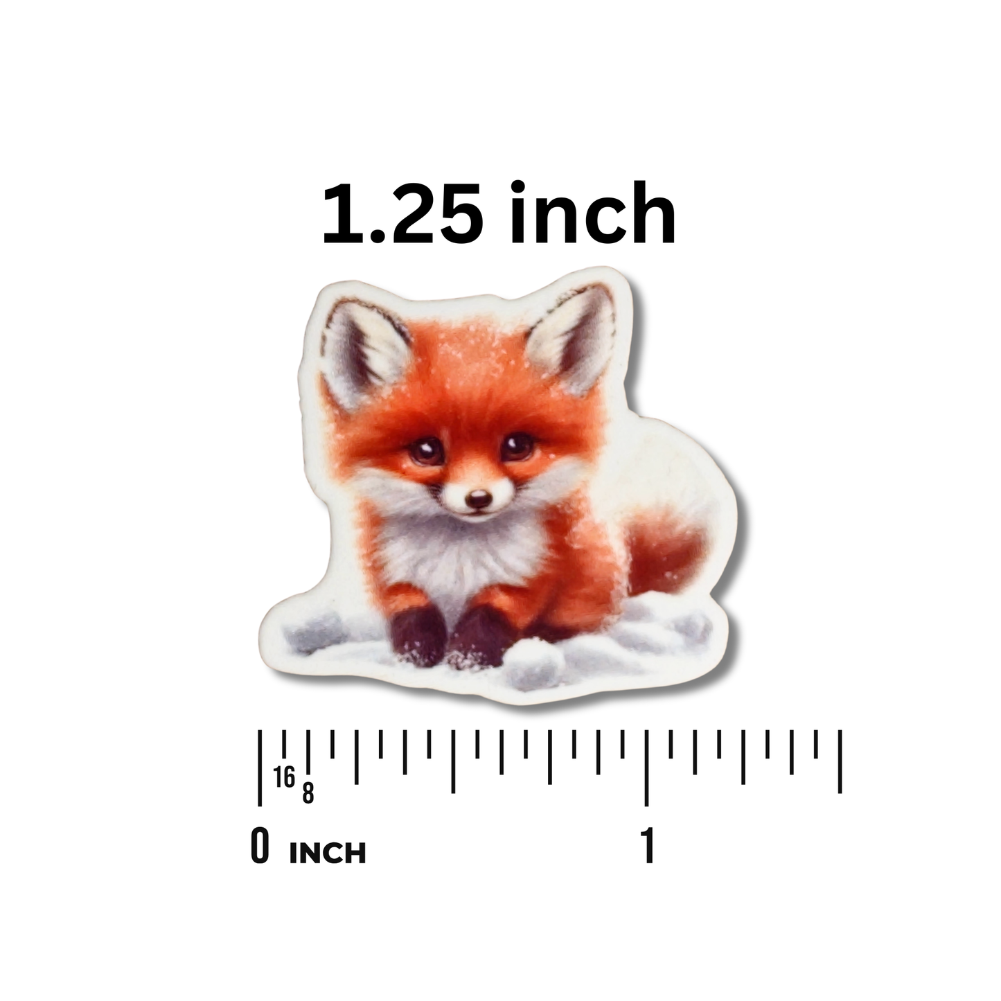 Decorative snowy fox cross stitch needle minder magnet