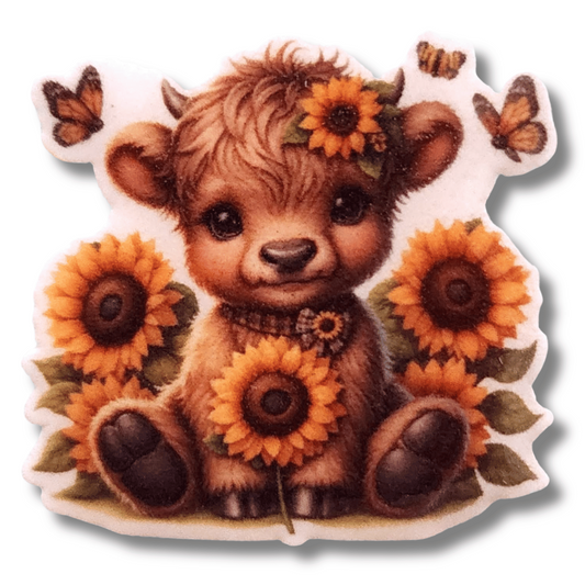 sunflower highland cow magnetic needle minder for cross stitch embroidery