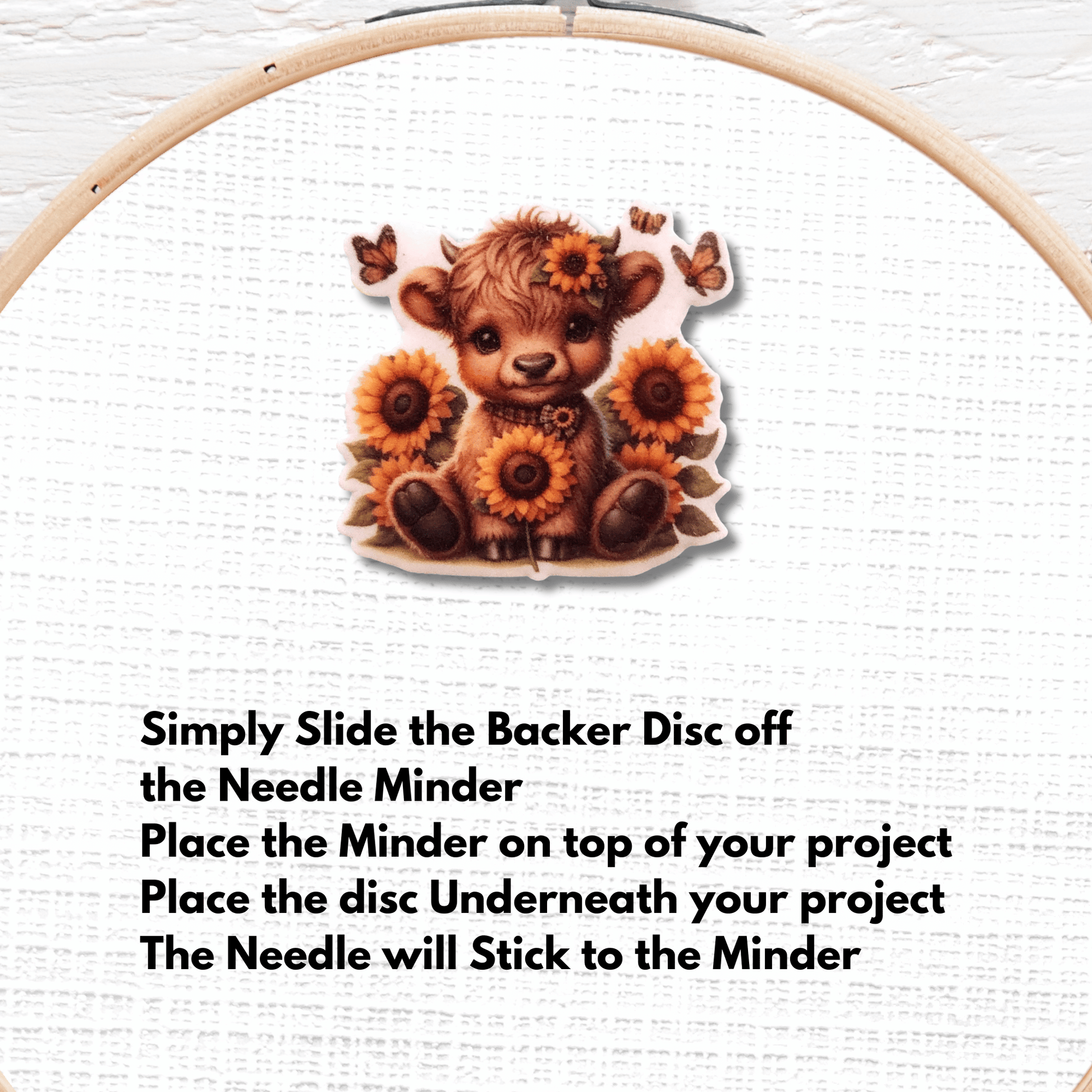 highland cow magnetic needle minder embroidery tool