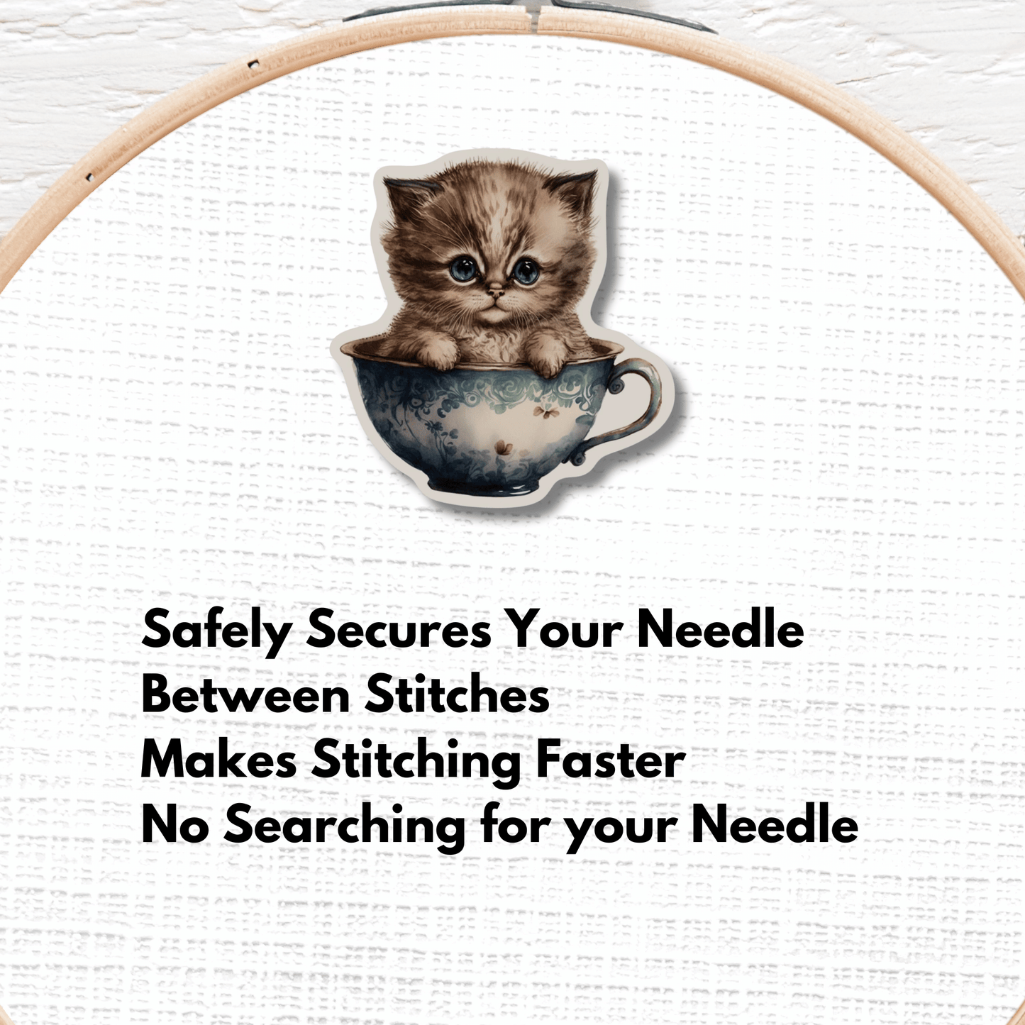 kitten magnetic needle minder cross stitch accessory