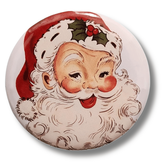 vintage santa holly magnetic needle minder for cross stitch embroidery