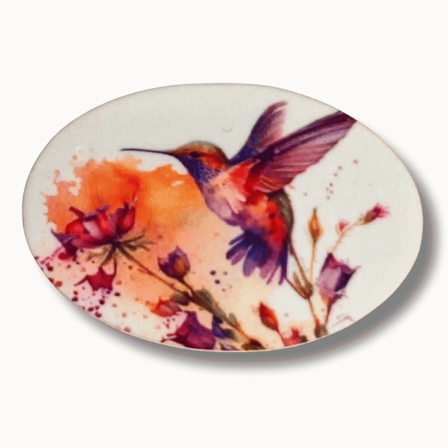 Watercolor Hummingbird Floral Magnetic Needle Minder for cross stitch, embroidery, sewing, quilting, and needlepoint