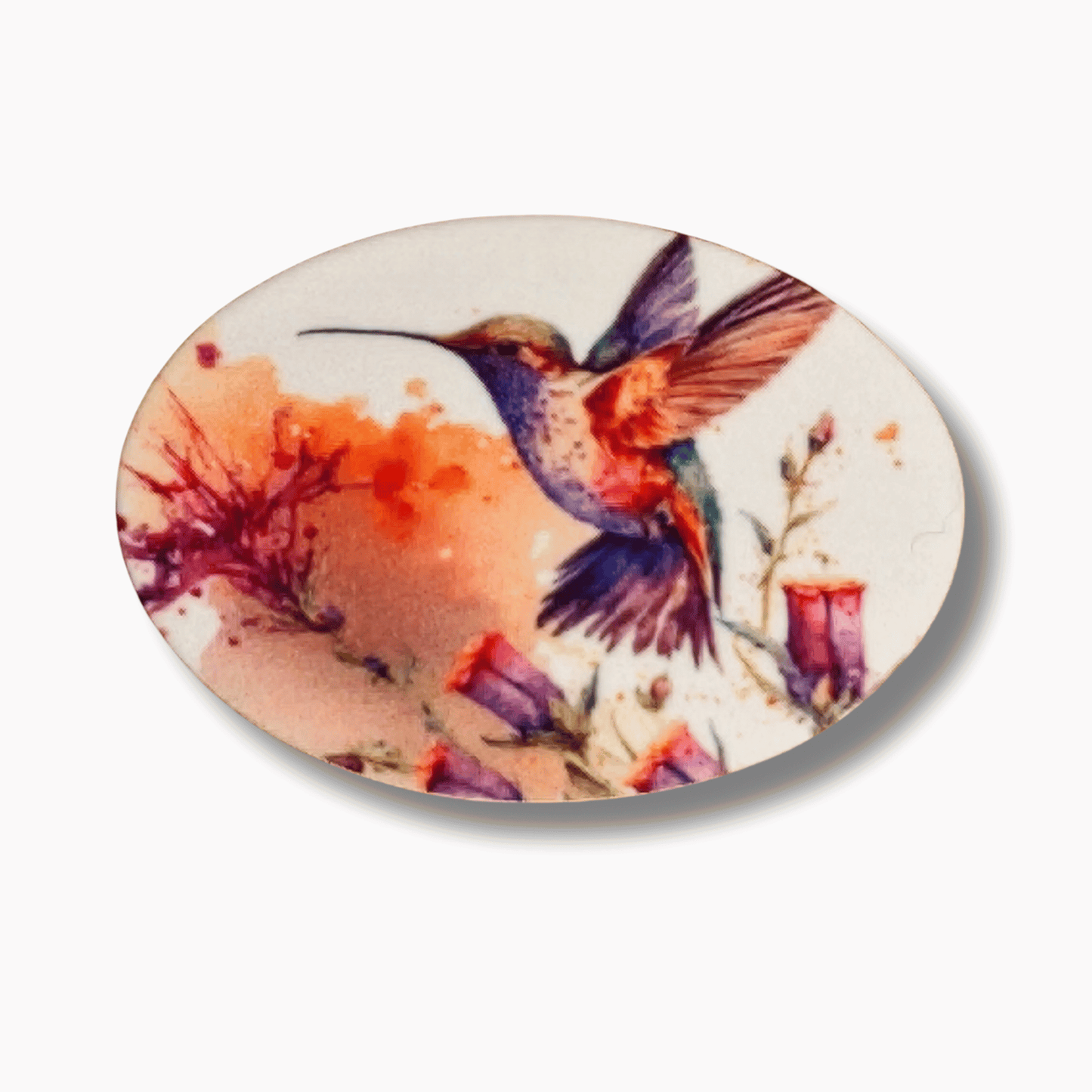 Watercolor Hummingbird Garden Magnetic Needle Minder for cross stitch, embroidery, sewing, quilting, and needlepoint