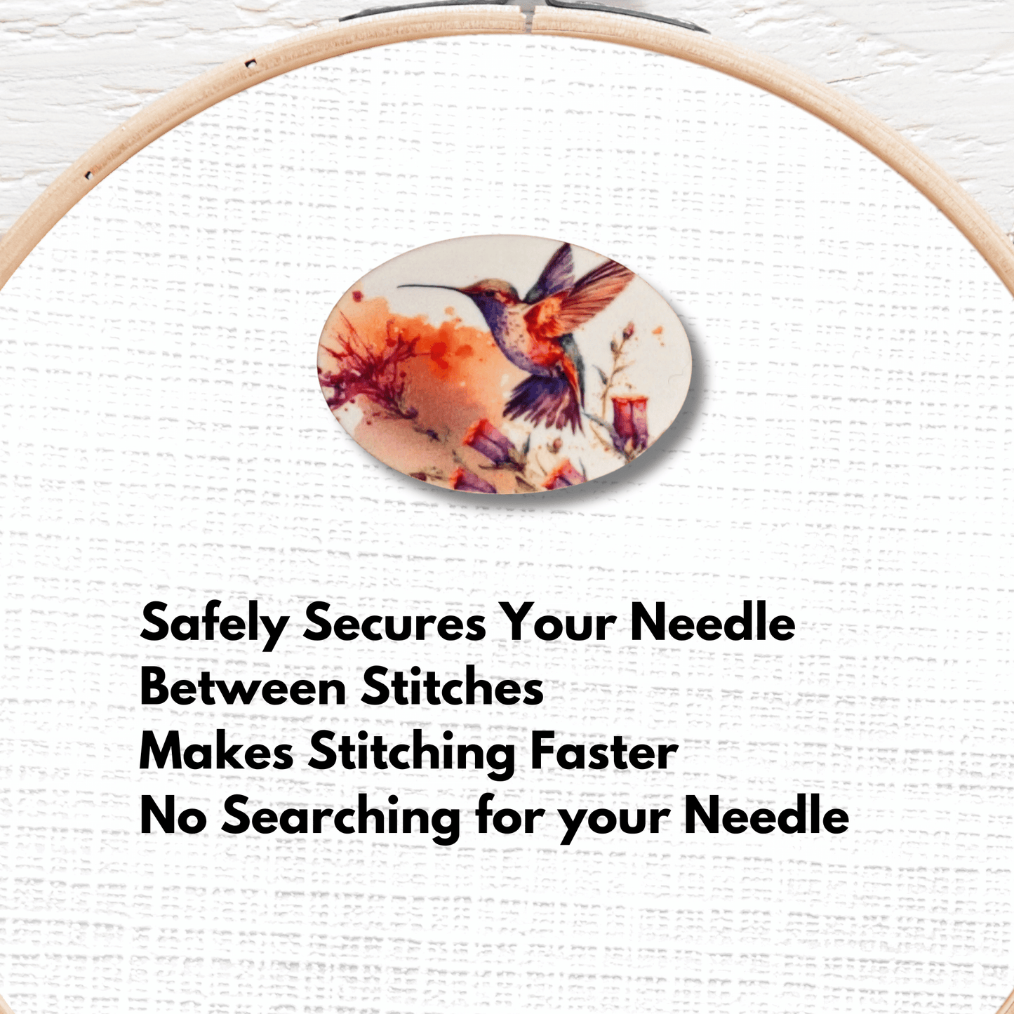 Watercolor Hummingbird Garden Magnetic Needle Minder magnetic needle minder for cross stitch and embroidery