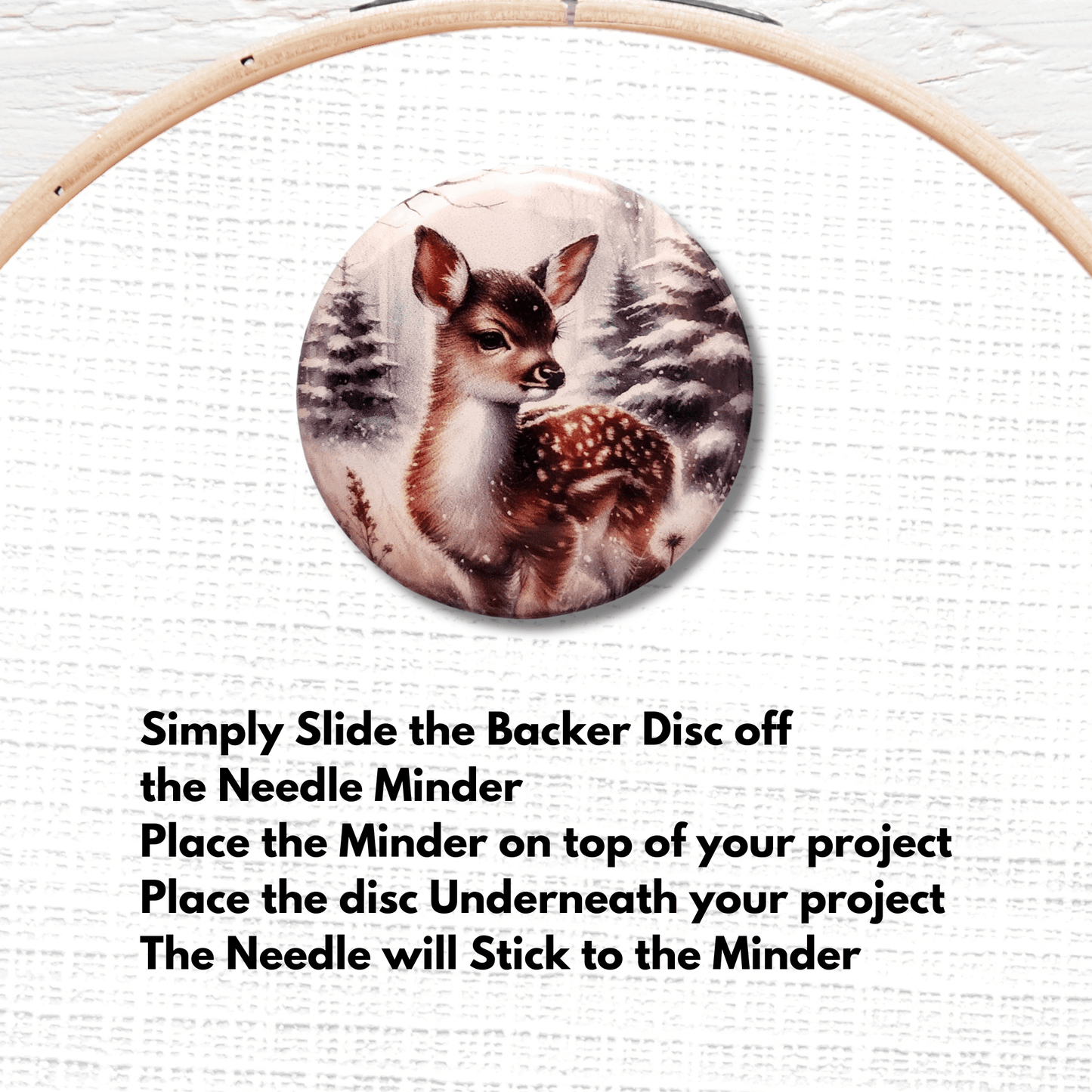 deer magnetic needle holder cross stitch embroidery woodland accessory