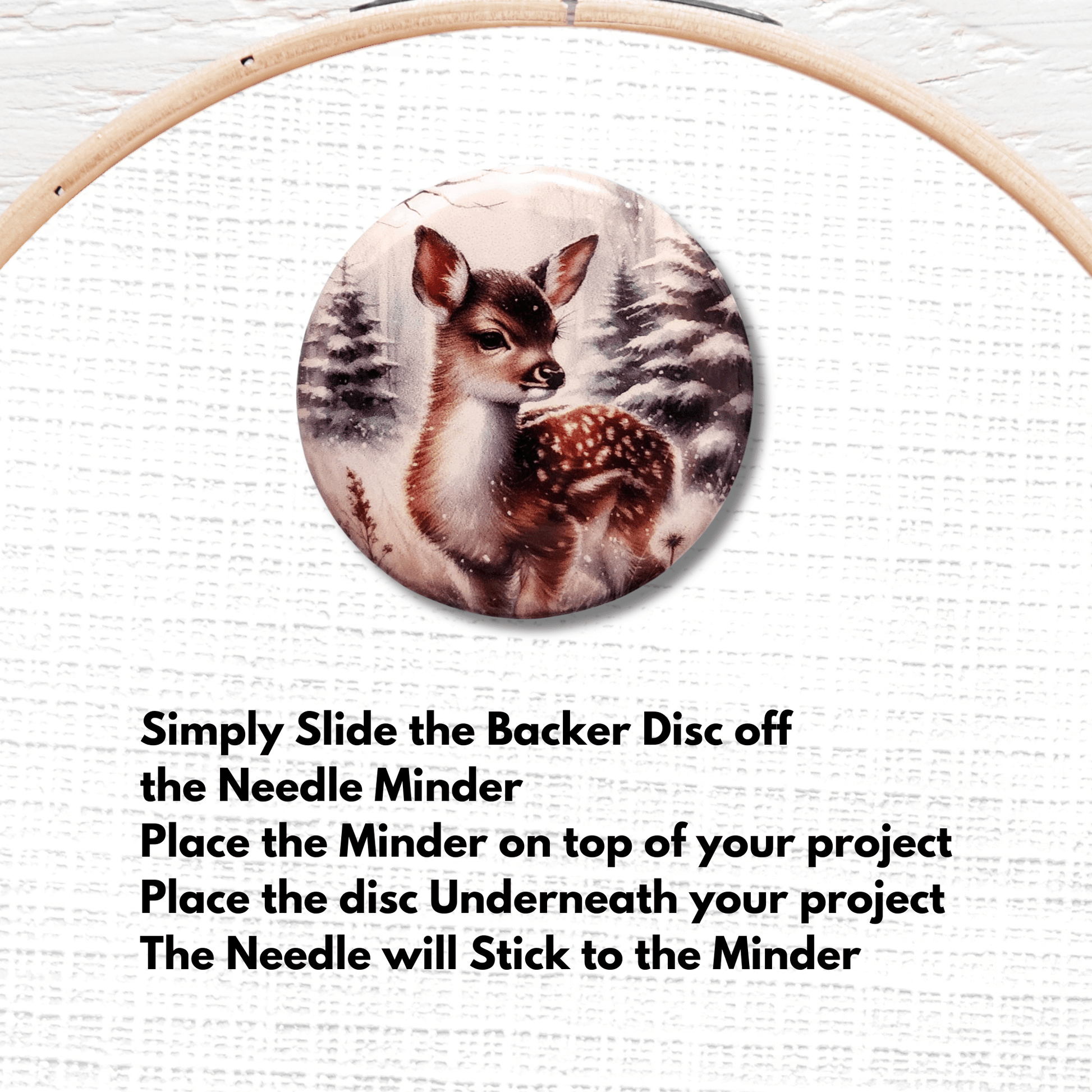 deer magnetic needle holder cross stitch embroidery woodland accessory