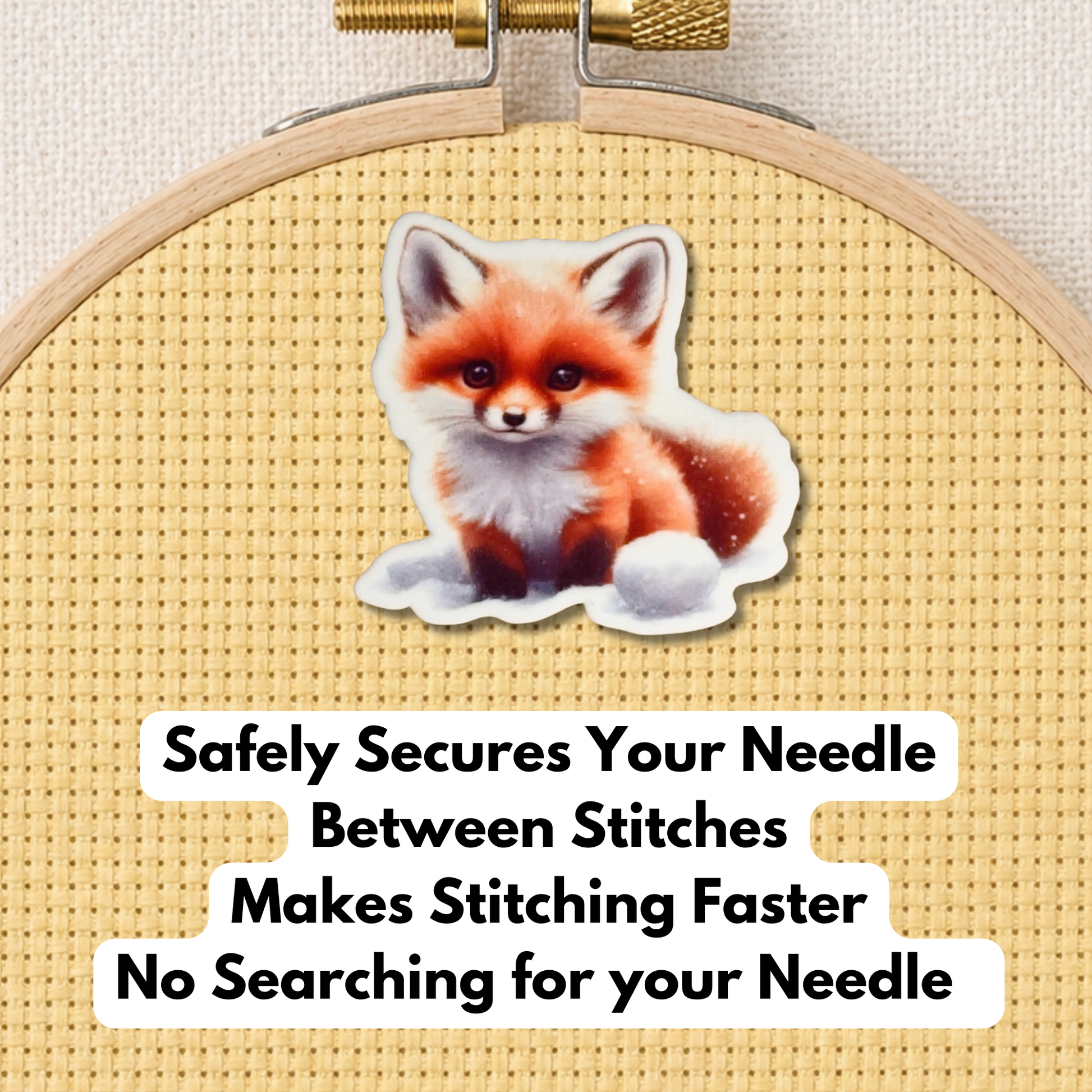 Cute fox needle minder magnet for sewing and quilting