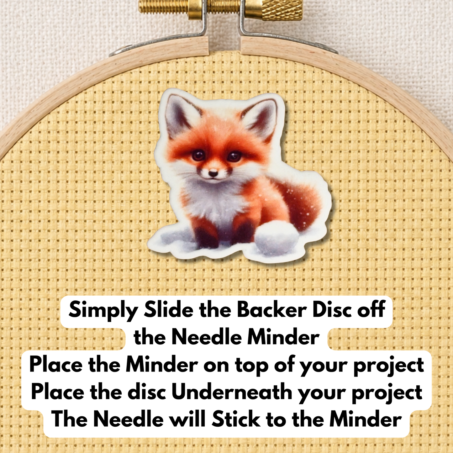 Woodland animal magnetic needle minder for needlepoint and embroidery projects