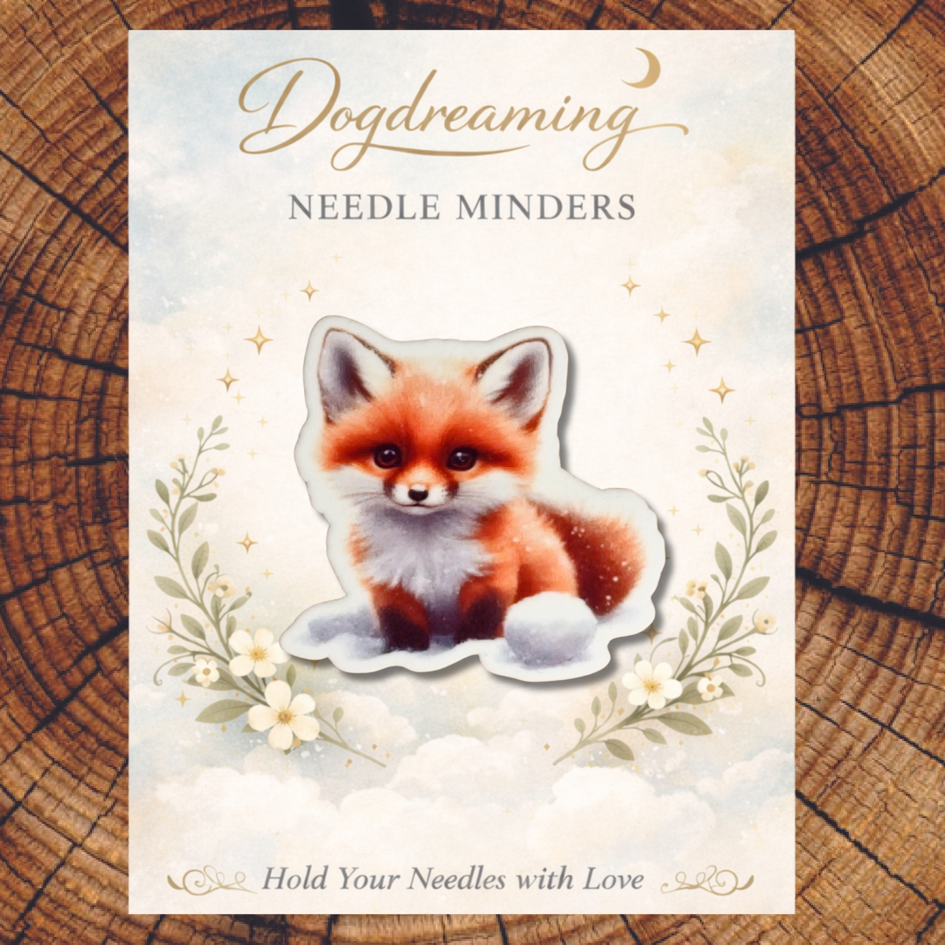 Acrylic fox magnetic needle minder for stitchers