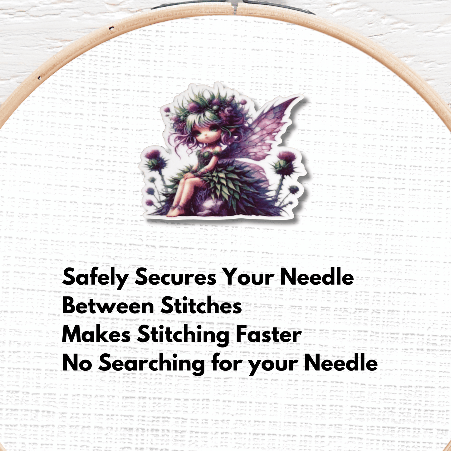 thistle woodland fairy magnetic needle minder embroidery accessory