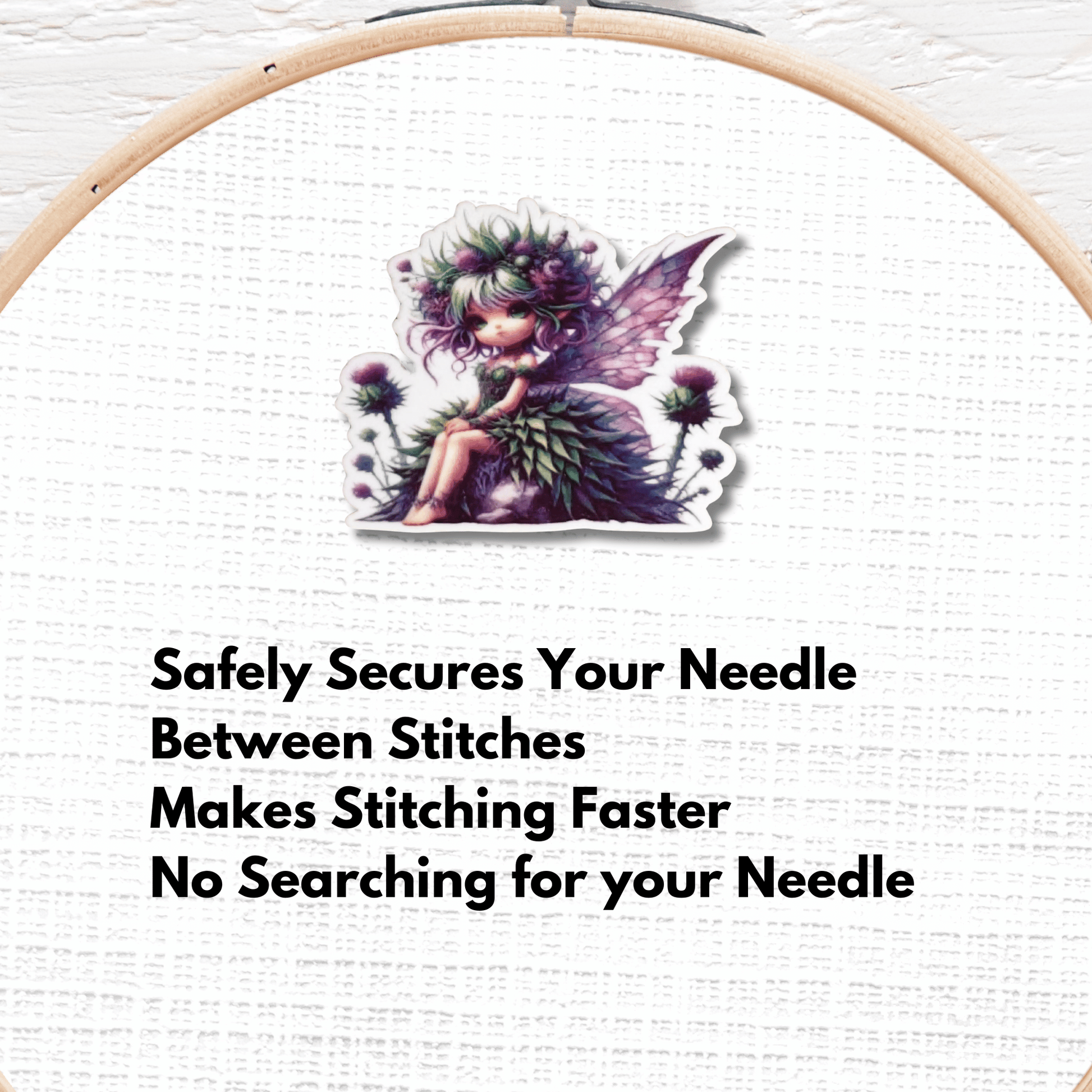 thistle woodland fairy magnetic needle minder embroidery accessory