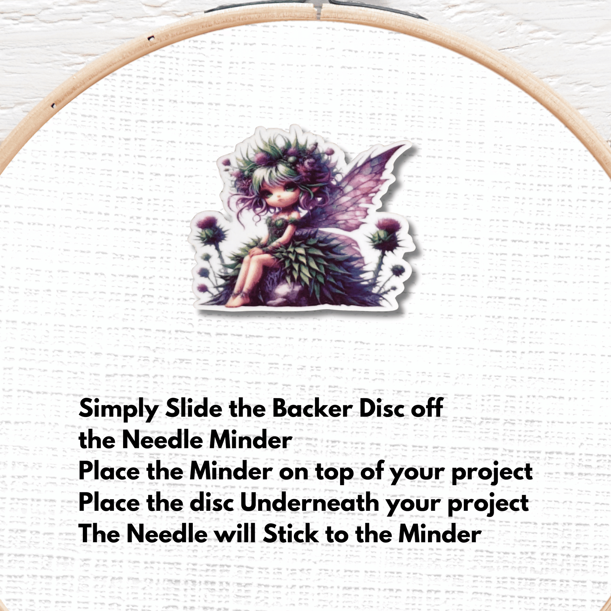 purple wing fairy magnetic needle holder cross stitch accessory